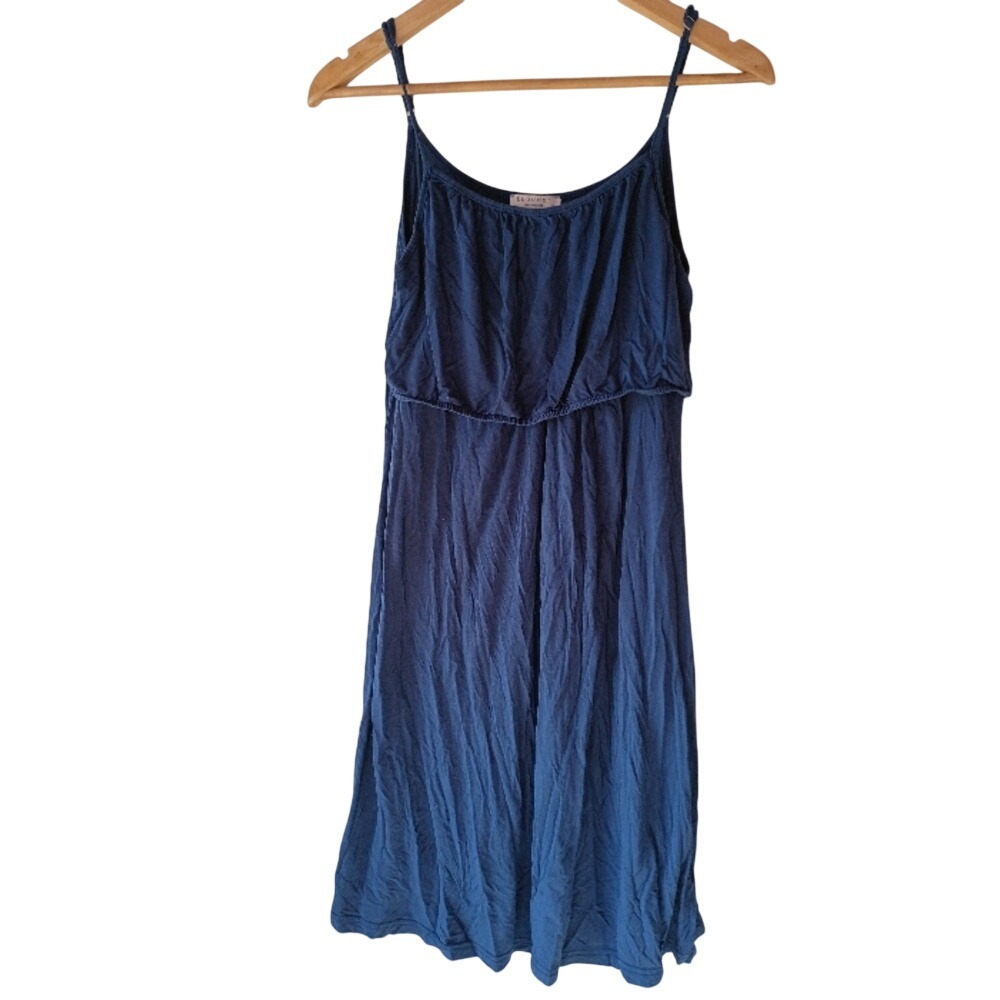 Ekouaer Ruffle Tiered Cami Dress Womens Small Blue Summer Beach Loungewear